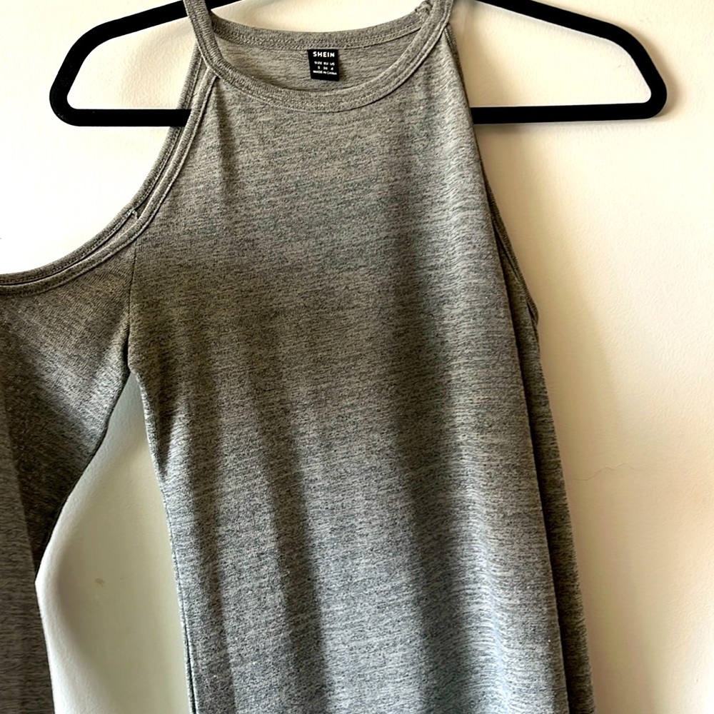 Shein long sleeve cut out shoulder top
